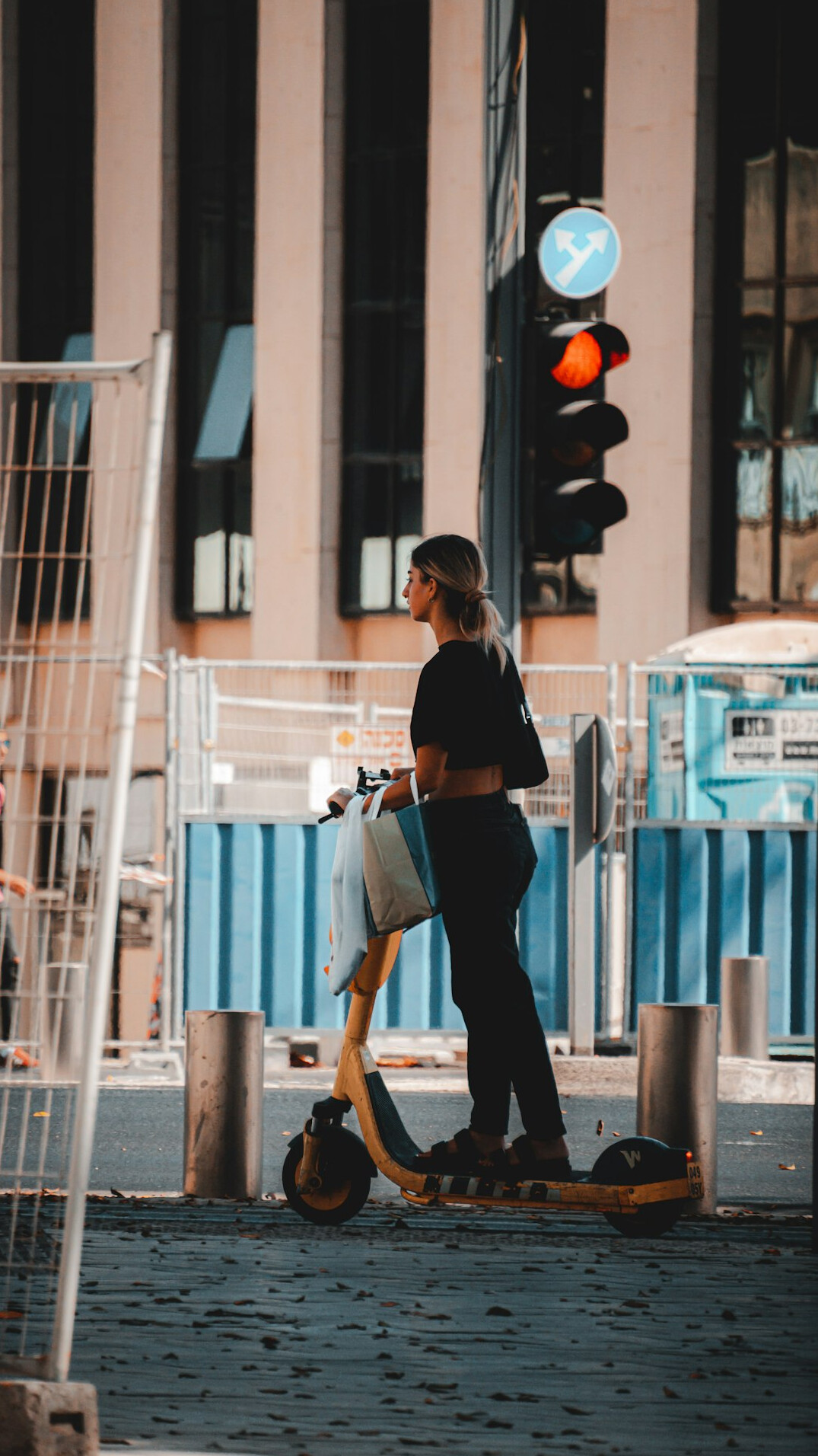 shared electric scooter in city