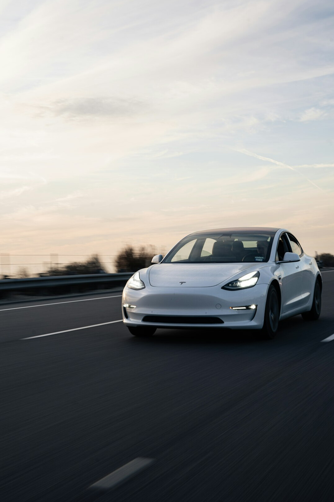 futuristic electric car on highway